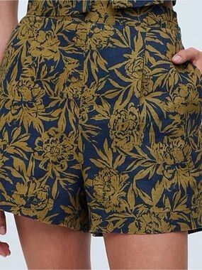 Madewell Navy Shorts with Mustard Floral Print